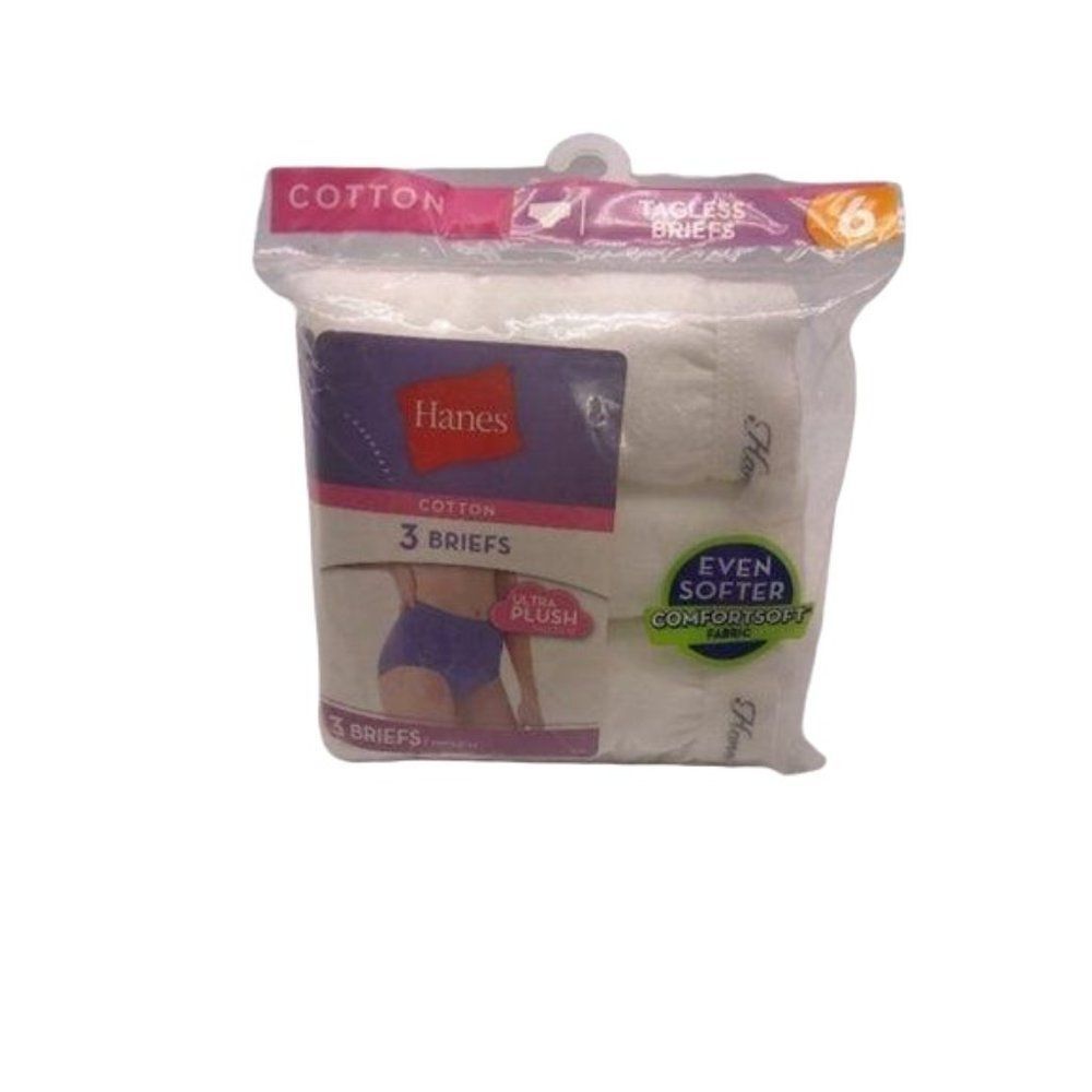 Hanes 3 pack size 6 tagless white Cotton Briefs underwear